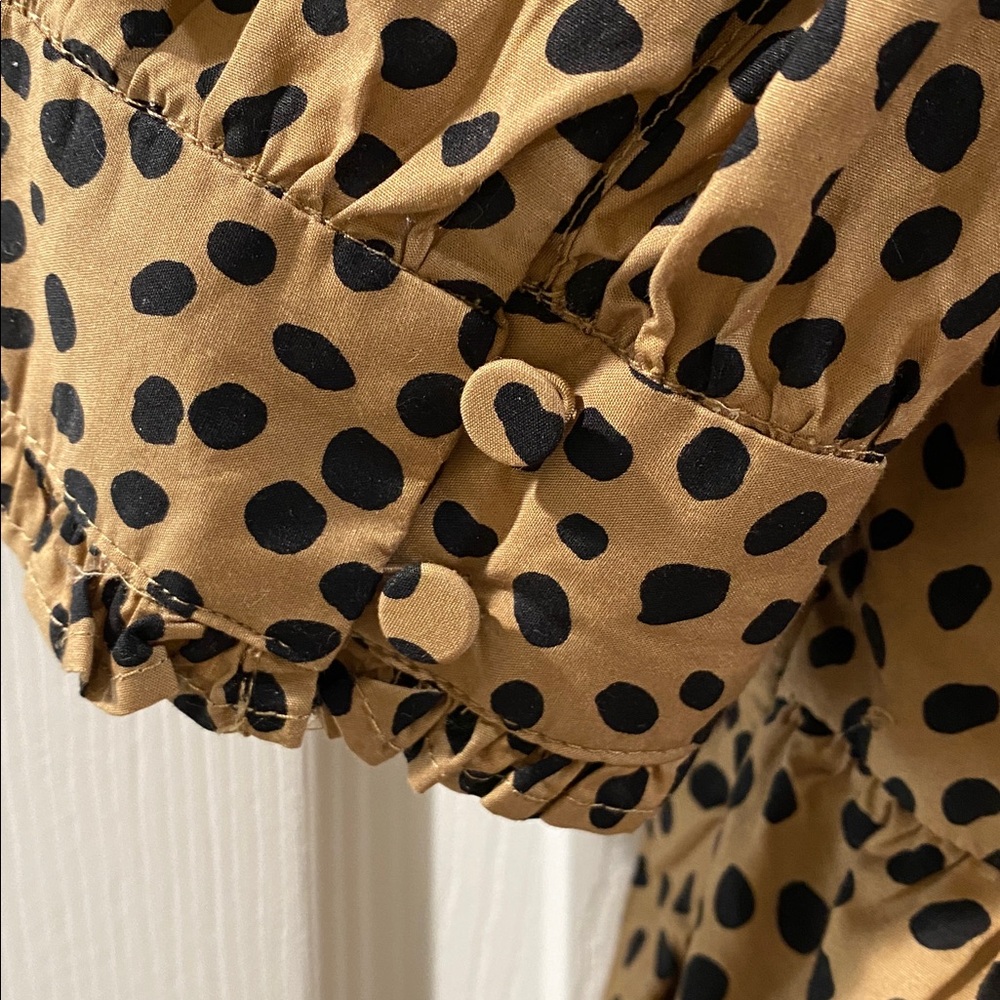 J. Crew Tan and Black Polka Dot Midi Dress - Picture 15 of 15